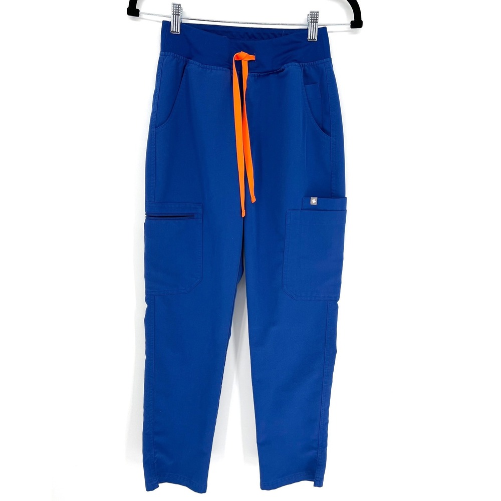FIGS Kade Straight Leg XS Petite Winning Blue Scrub Pants Medical Healthcare EUC